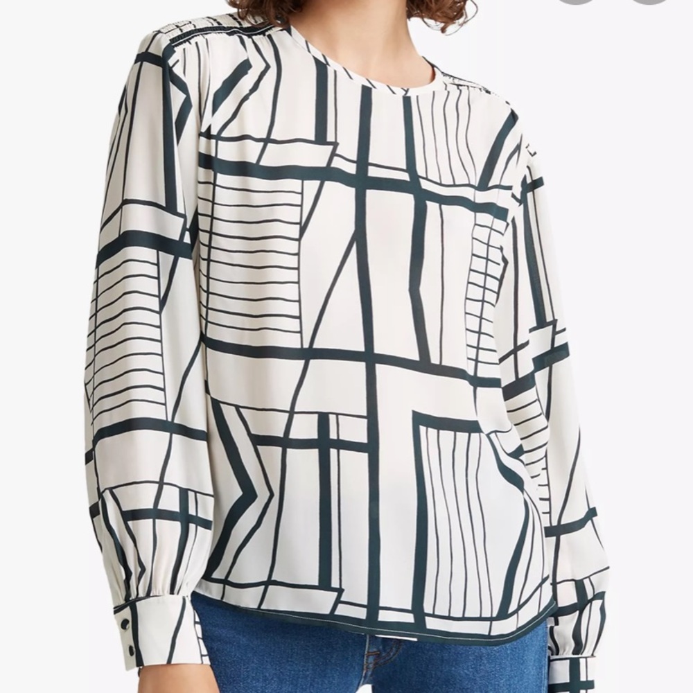 Club Monaco Smocked Shoulder Top
